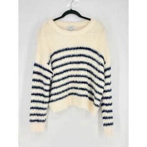 La Ligne Target Womens Chunky Striped Fisherman Cropped Oversized Sweater Size L
